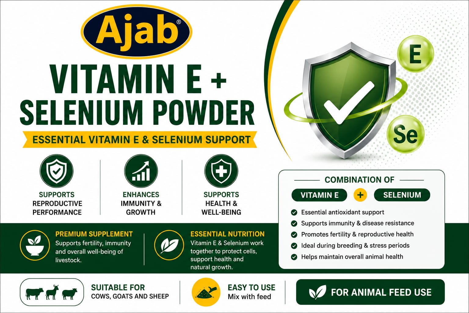 Vitamin E + Selenium Powder label